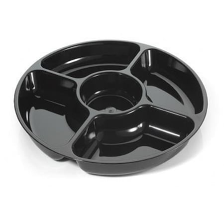 Fineline Settings 3506-BK Platter Pleasers 12 In. 5 Black Compartment Tray
